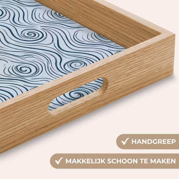 Patroon - Golven - Abstract - Modern - Blauw Dienblad Rechthoek middel -USP_HandgreepNL