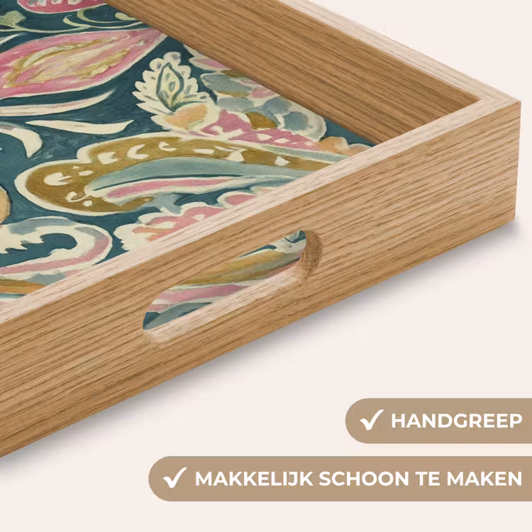 Patroon - Kleurrijk - Sierlijk - Groen Dienblad Rechthoek middel -USP_HandgreepNL