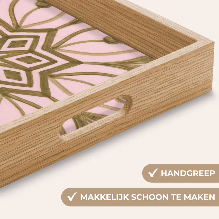 Patroon - Mandala - Decoratie - Abstract - Groen Dienblad Rechthoek middel -USP_HandgreepNL