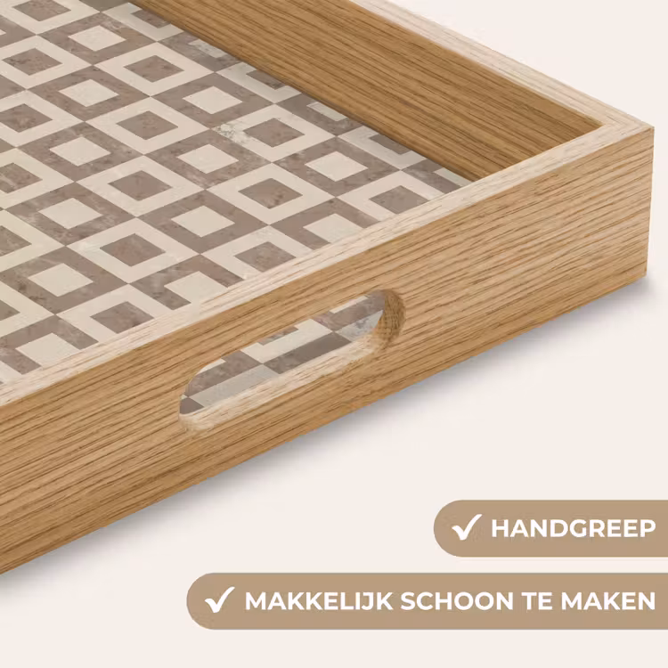 Patroon - Marmer - Beige Dienblad Rechthoek middel 911 -USP_HandgreepNL