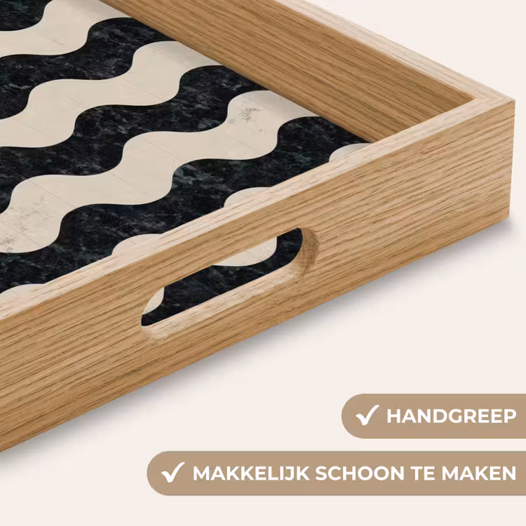 Patroon - Marmer - Groen - Cremé Dienblad Rechthoek middel 911 -USP_HandgreepNL