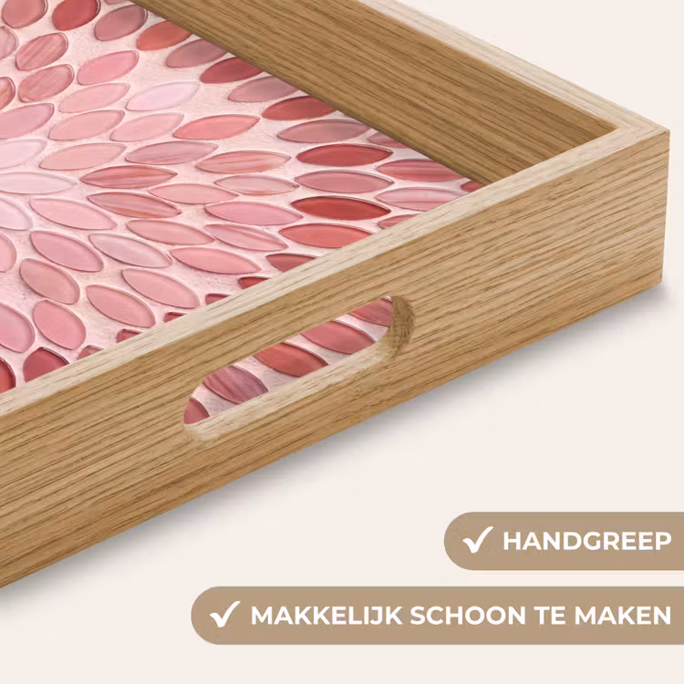 Patroon - Mozaïek - Ovaal - Abstract - Roze Dienblad Rechthoek middel -USP_HandgreepNL