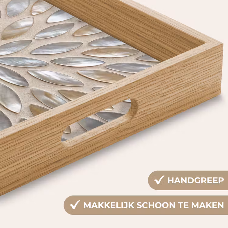Patroon - Ovaal - Glanzend - Abstract - Beige Dienblad Rechthoek middel -USP_HandgreepNL