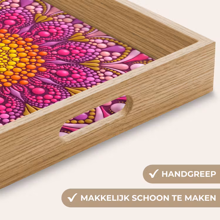 Patroon - Stippen - Abstract - Kleurrijk Dienblad Rechthoek middel -USP_HandgreepNL