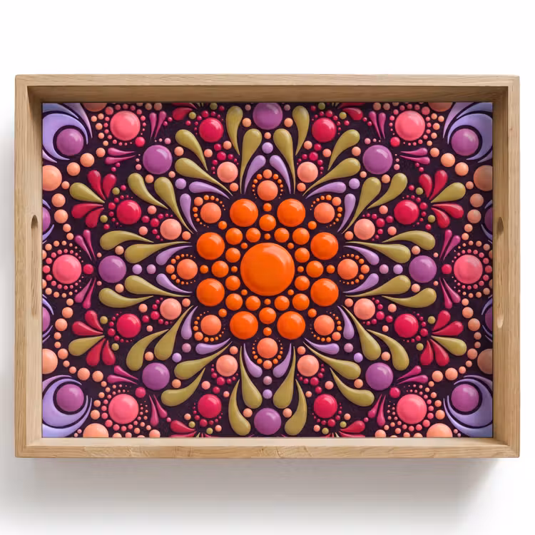 Patroon - Stippen - Abstract - Modern - Kleurrijk Dienblad Rechthoek middel -z3d_shopping