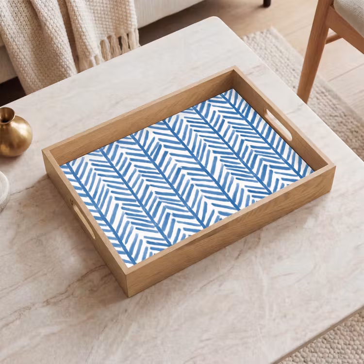 Patroon - Streep - Blauw Dienblad Rechthoek middel 911 -sfeer1