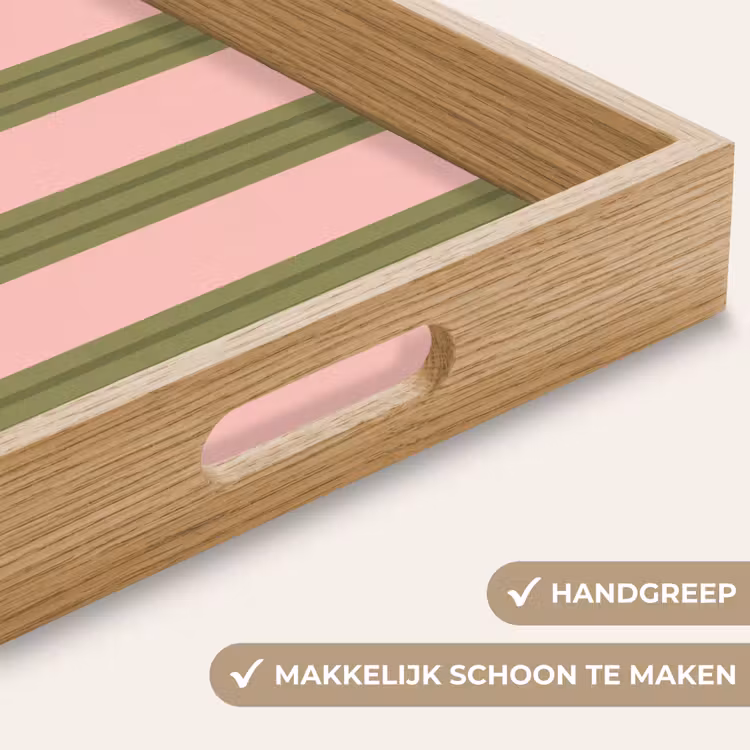 Patroon - Strepen - Abstract - Roze - Groen Dienblad Rechthoek middel -USP_HandgreepNL