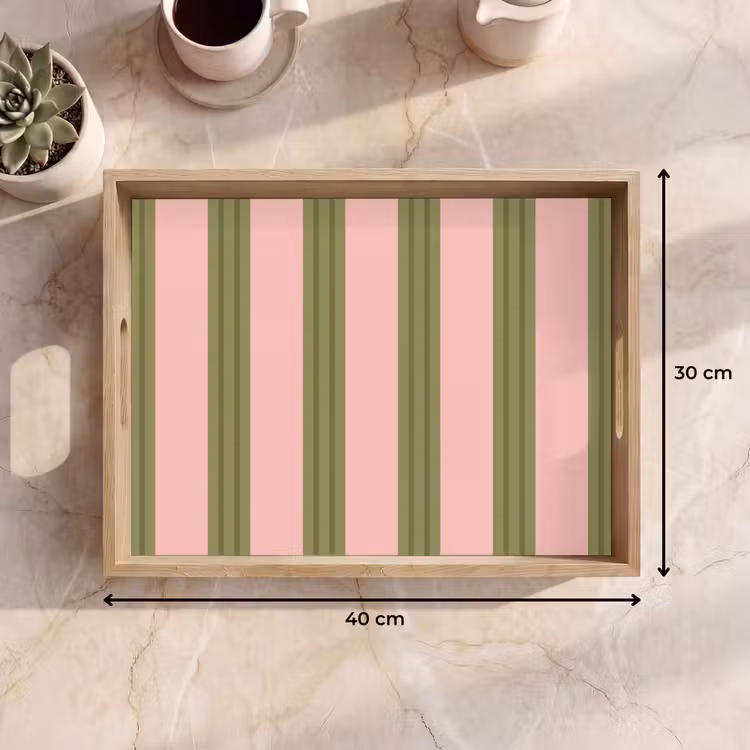 Patroon - Strepen - Abstract - Roze - Groen Dienblad Rechthoek middel -USP_Formaat