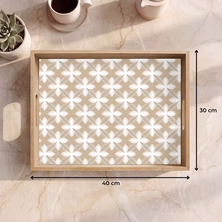 Patroon - Symmetrisch - Beige Dienblad Rechthoek middel 911 -USP_Formaat