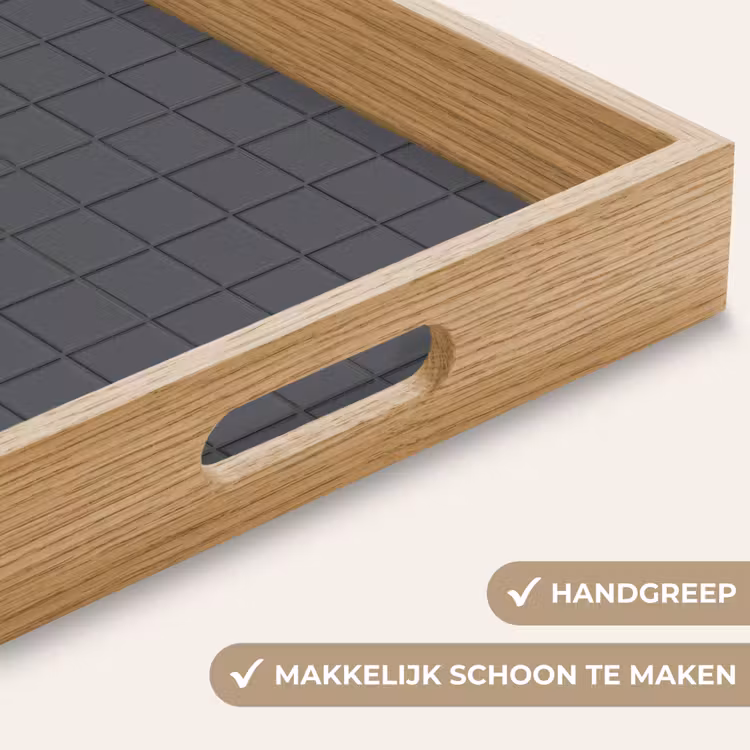 Patroon - Tegel - Grafiet - Grijs Dienblad Rechthoek middel 911 -USP_HandgreepNL