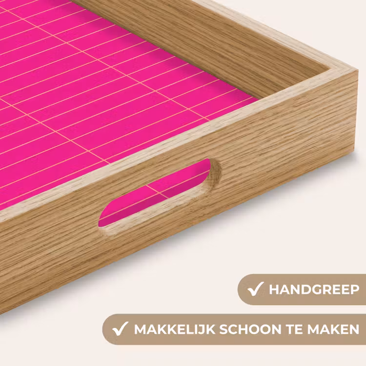 Patroon - Tegel - Magenta - Roze Dienblad Rechthoek middel 911 -USP_HandgreepNL