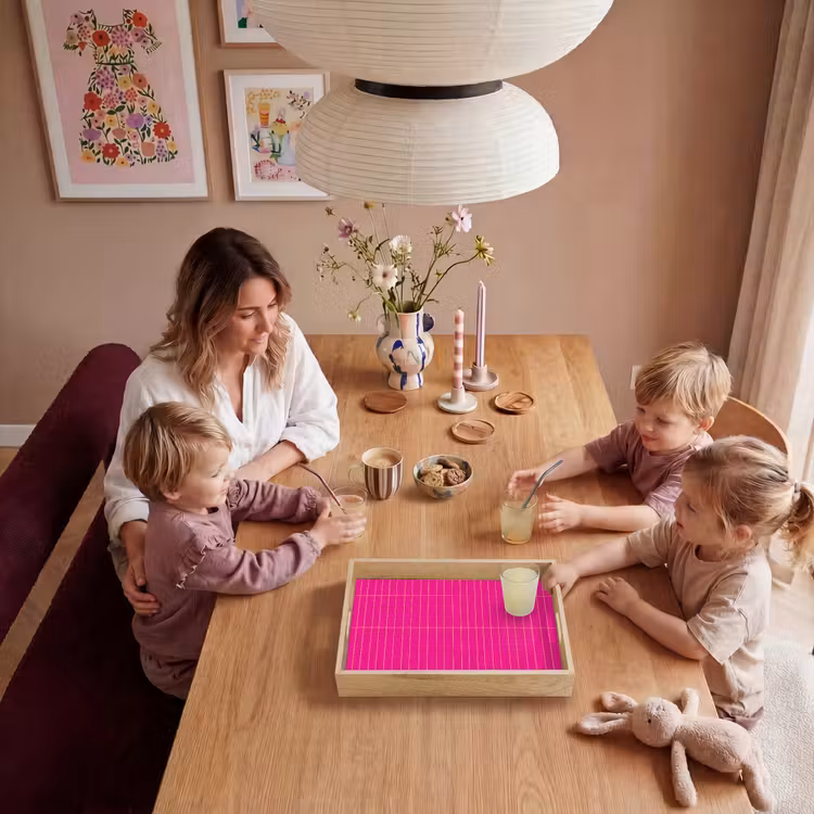 Patroon - Tegel - Magenta - Roze Dienblad Rechthoek middel 911 -sfeer4