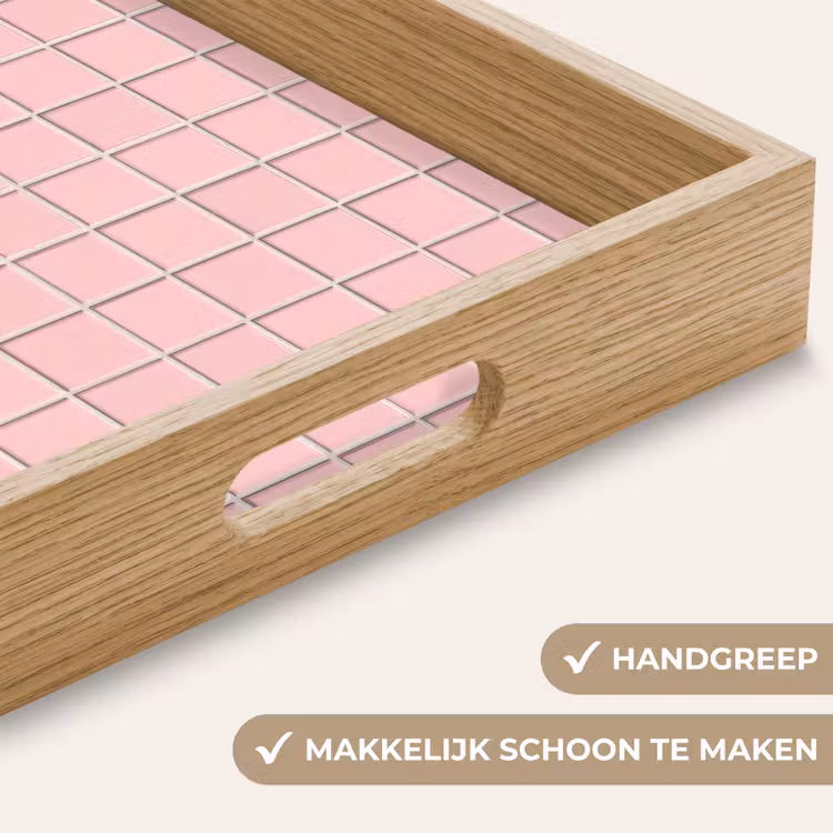 Patroon - Tegel - Pastelroze Dienblad Rechthoek middel 911 -USP_HandgreepNL