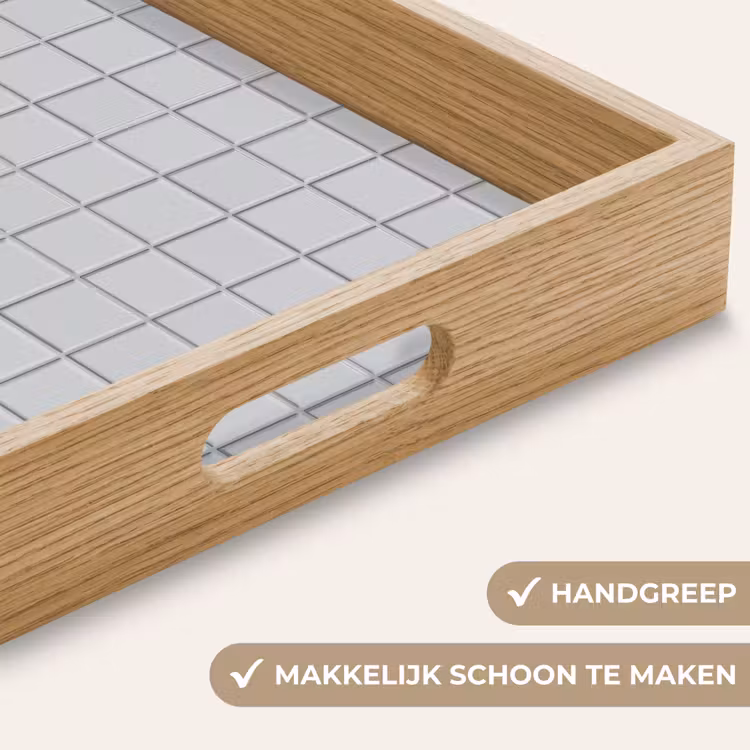 Patroon - Tegels - Licht - Grijs Dienblad Rechthoek middel 911 -USP_HandgreepNL