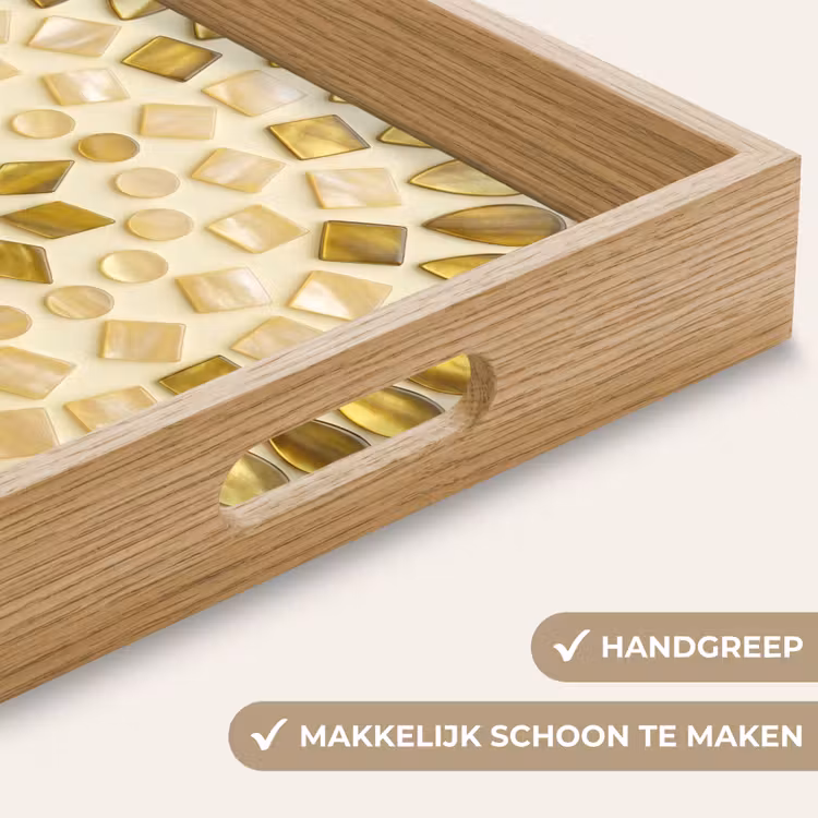 Patroon - Vormen - Mozaïek - Abstract - Goud Dienblad Rechthoek middel -USP_HandgreepNL