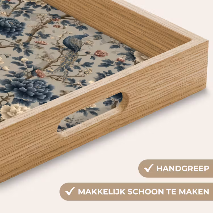 Pauw - Bloemen - Blauw Dienblad Rechthoek middel 911 -USP_HandgreepNL