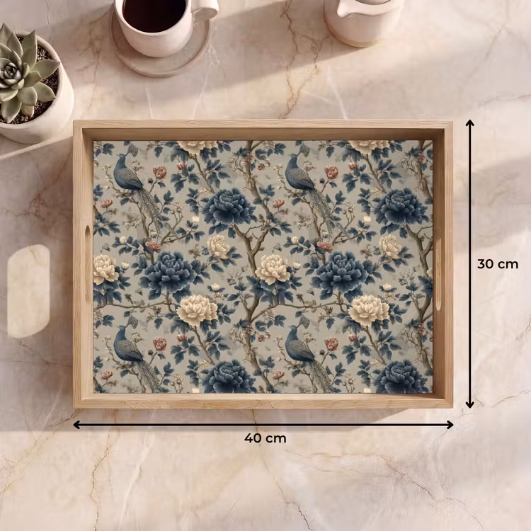 Pauw - Bloemen - Blauw Dienblad Rechthoek middel 911 -USP_Formaat