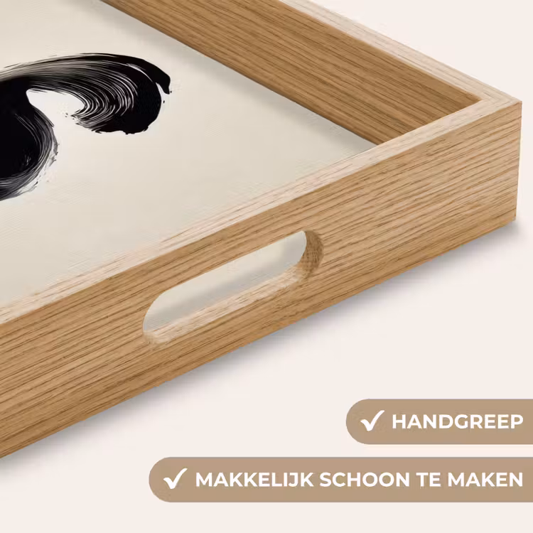 Penseelstreek - Zwart - Minimalistisch Dienblad Rechthoek middel -USP_HandgreepNL