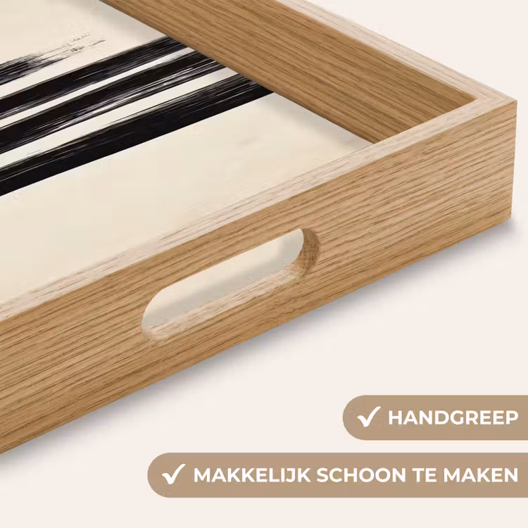 Penseelstreken - Verticaal - Zwart Dienblad Rechthoek middel -USP_HandgreepNL