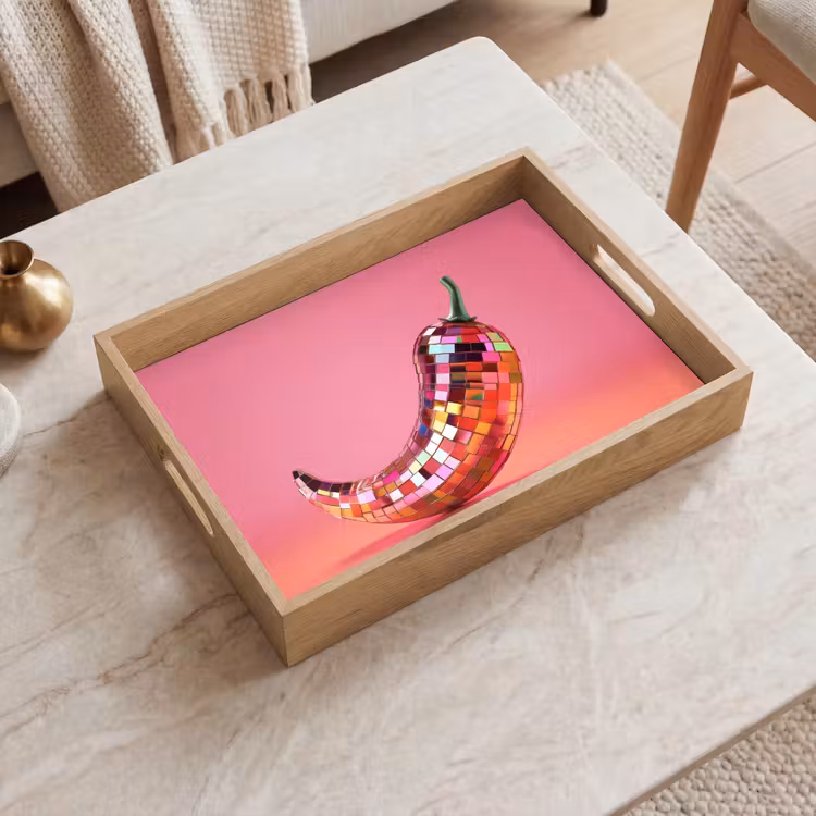 Peper - Disco - Rood - Glitter Dienblad Rechthoek middel -sfeer1