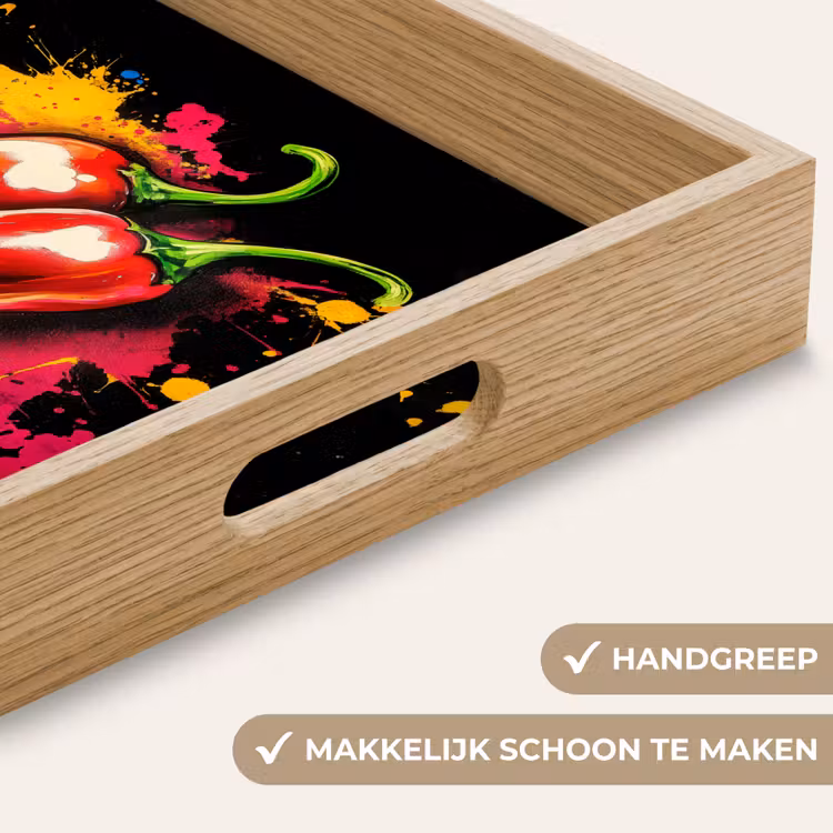 Peper - Graffiti - Verf - Abstract - Modern - Kleurrijk Dienblad Rechthoek middel -USP_HandgreepNL
