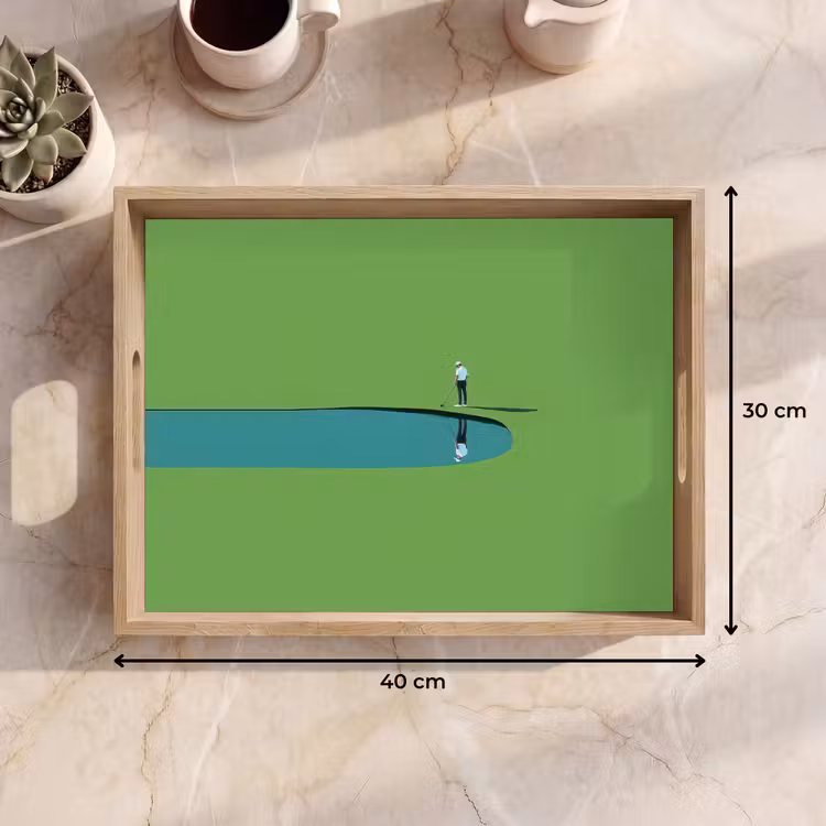 Persoon - Golf - Water - Blauw Dienblad Rechthoek middel -USP_Formaat