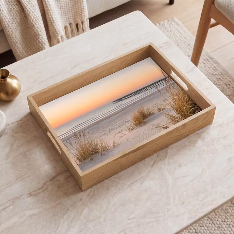 Pier - Zonsondergang - Strand Dienblad Rechthoek middel -sfeer1