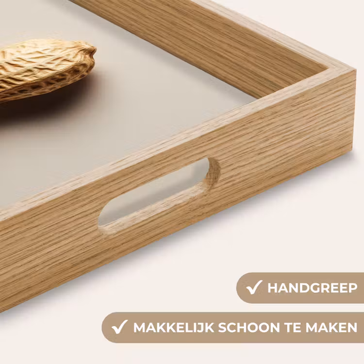Pinda - Ruw - Beige Dienblad Rechthoek middel -USP_HandgreepNL