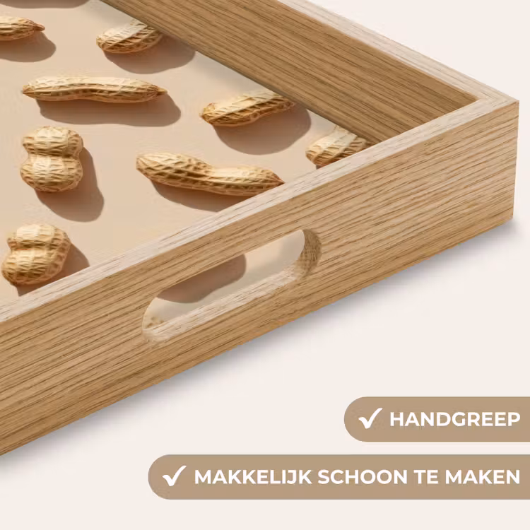 Pinda's - Patroon - Beige Dienblad Rechthoek middel -USP_HandgreepNL