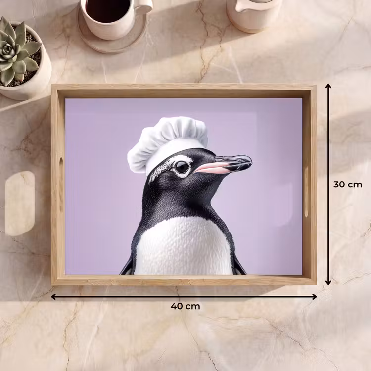 Pinguïn - Koksmuts - Lief - Paars Dienblad Rechthoek middel -USP_Formaat