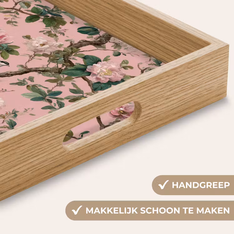 Pioenrozen - Botanisch - Vogel Dienblad Rechthoek middel 911 -USP_HandgreepNL