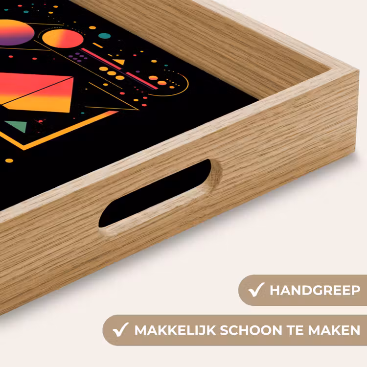 Piramides - Cirkels - Neonkleuren - Geometrisch Dienblad Rechthoek middel -USP_HandgreepNL