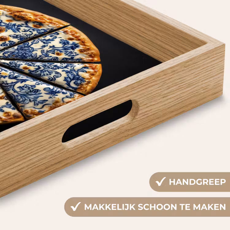 Pizza - Eten - Delftsblauw Dienblad Rechthoek middel -USP_HandgreepNL