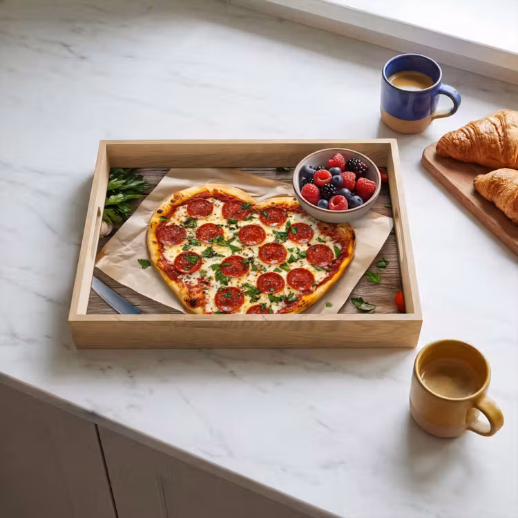 Pizza - Hart - Pepperoni - Tomaat Dienblad Rechthoek middel -sfeer2