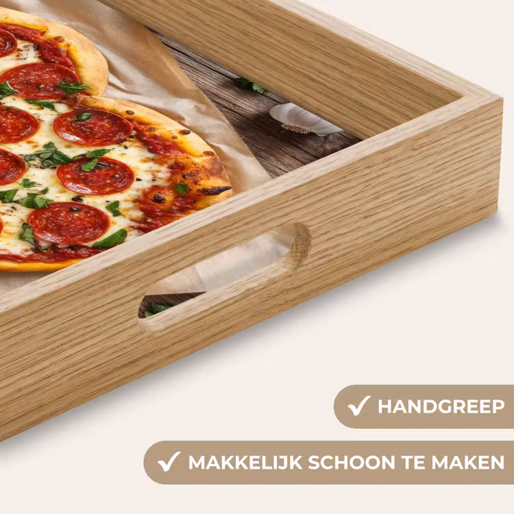 Pizza - Hart - Pepperoni - Tomaat Dienblad Rechthoek middel -USP_HandgreepNL
