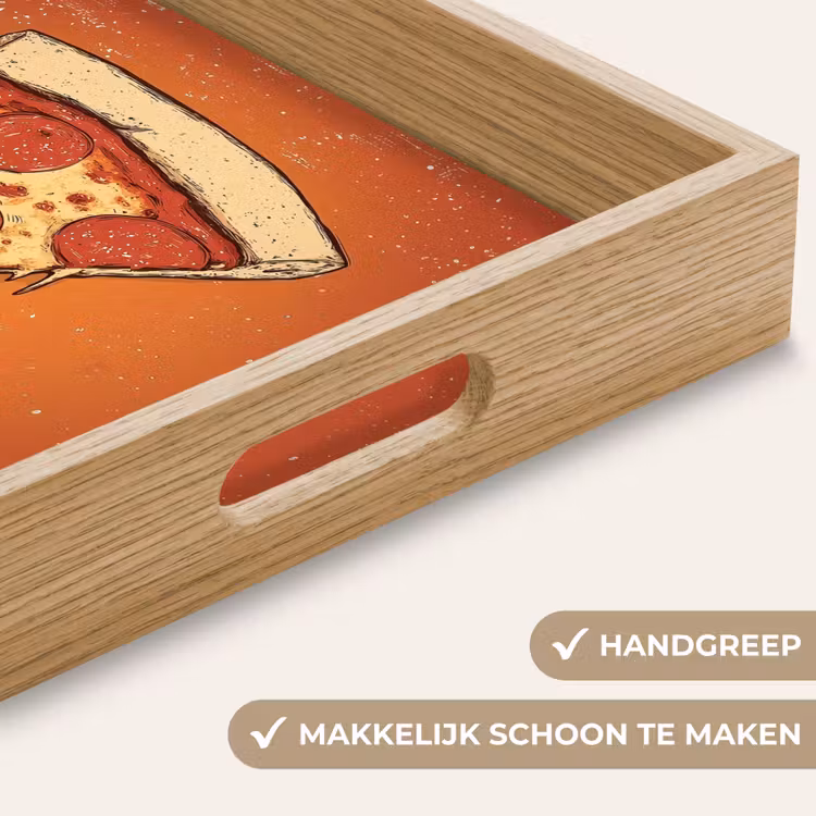 Pizza - Kaas - Rood - Pepperoni Dienblad Rechthoek middel -USP_HandgreepNL