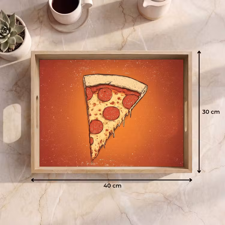 Pizza - Kaas - Rood - Pepperoni Dienblad Rechthoek middel -USP_Formaat