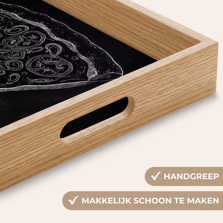 Pizzapunt - Toppings - Krijttekening Dienblad Rechthoek middel -USP_HandgreepNL