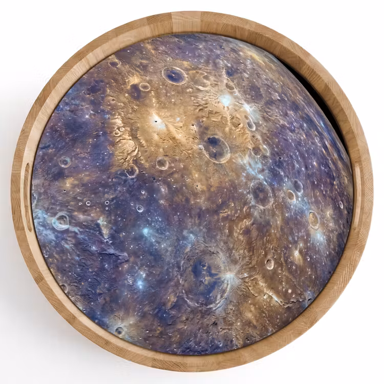 Dienblad - Planeet - Kraters - Ruimte - Planeet - Kraters - Ruimte Dienblad Rond middel