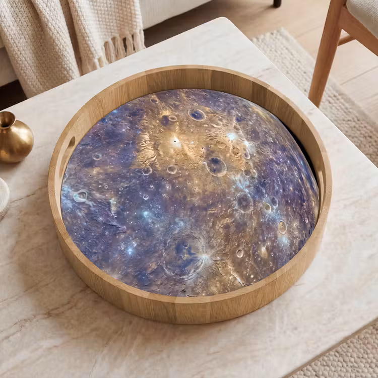 Dienblad - Planeet - Kraters - Ruimte - Planeet - Kraters - Ruimte Dienblad Rond middel