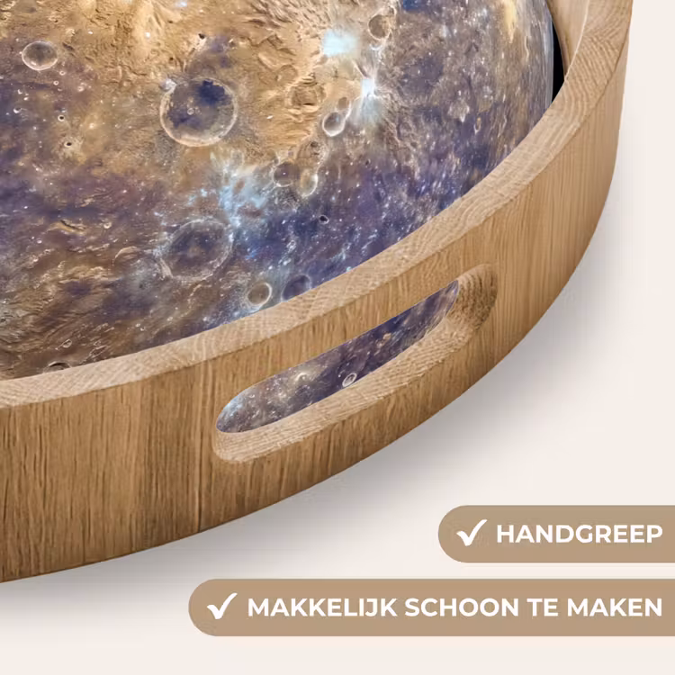 Dienblad - Planeet - Kraters - Ruimte - Planeet - Kraters - Ruimte Dienblad Rond middel