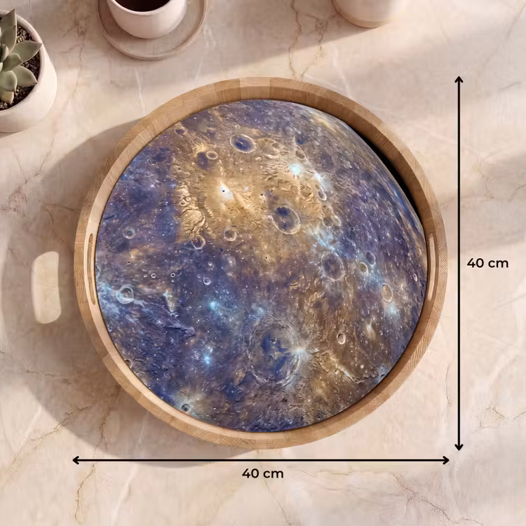 Dienblad - Planeet - Kraters - Ruimte - Planeet - Kraters - Ruimte Dienblad Rond middel