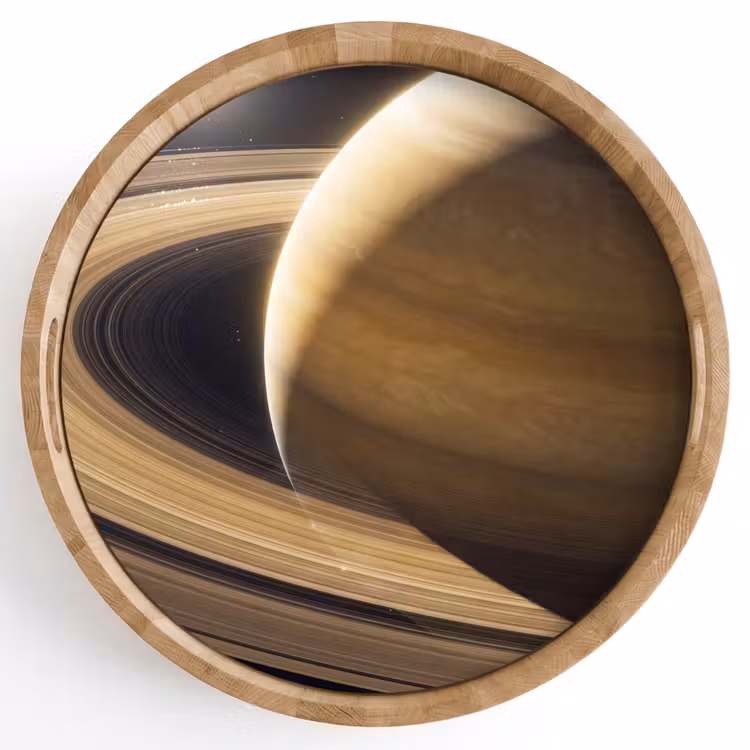 Dienblad - Planeet - Ringen - Ruimte - Planeet - Ringen - Ruimte Dienblad Rond middel