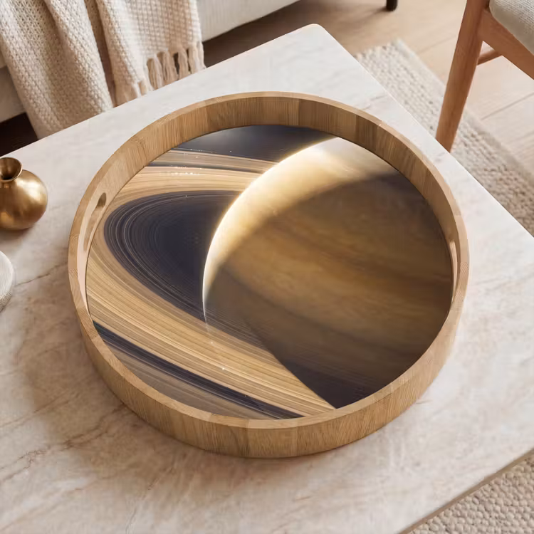 Dienblad - Planeet - Ringen - Ruimte - Planeet - Ringen - Ruimte Dienblad Rond middel