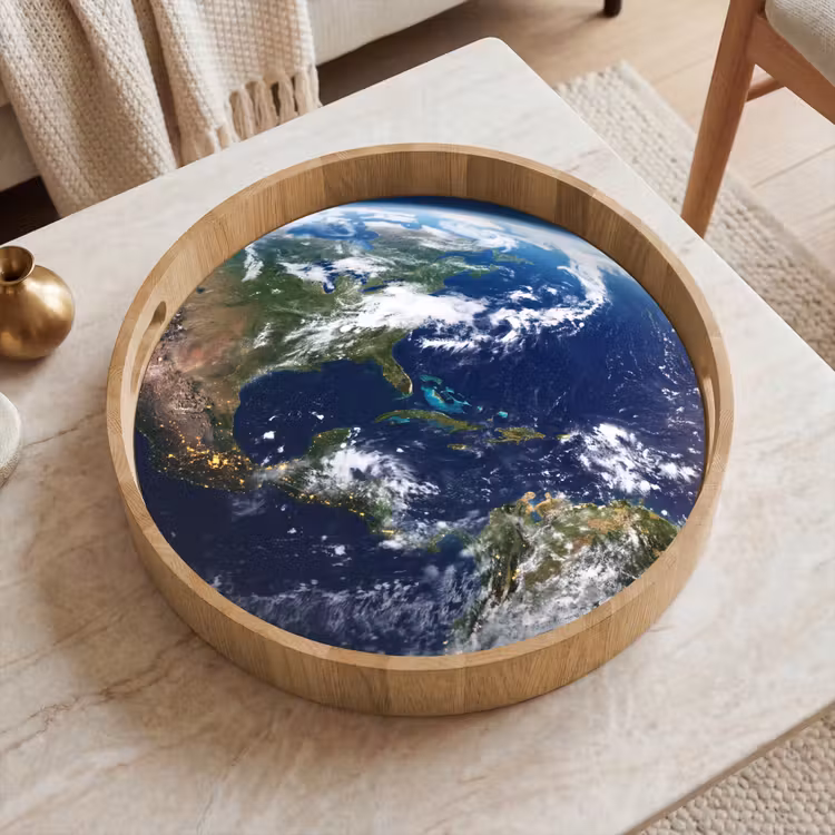 Dienblad - Planeet - Ruimte - Kosmos - Planeet - Ruimte - Kosmos Dienblad Rond middel