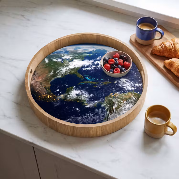 Dienblad - Planeet - Ruimte - Kosmos - Planeet - Ruimte - Kosmos Dienblad Rond middel