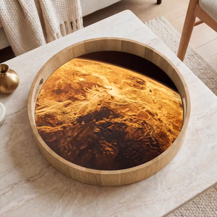 Dienblad - Planeet - Ruimte - Oranje - Planeet - Ruimte - Oranje Dienblad Rond middel