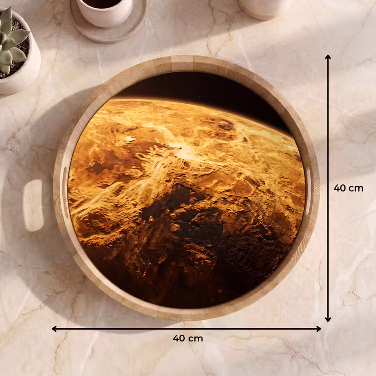 Dienblad - Planeet - Ruimte - Oranje - Planeet - Ruimte - Oranje Dienblad Rond middel