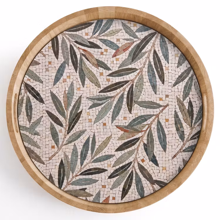 Plant - Blad - Mozaïek - Groen Dienblad Rond middel -z3d_shopping