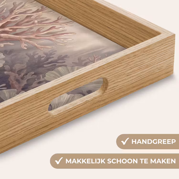 Plant - Bladeren - Zee - Illustratie - Groen Dienblad Rechthoek middel -USP_HandgreepNL